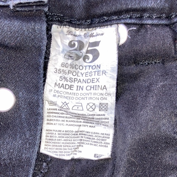 Black Denim Criss Cross Straps Open Back Overalls sz 25 - Picture 6 of 6